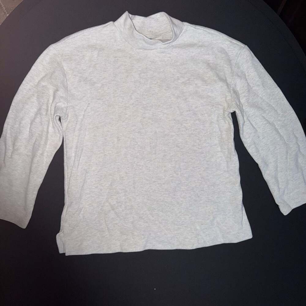 Old Navy Women's Light Grey Marl Thermal Knit Mock Turtleneck Long Sleeve Top XS